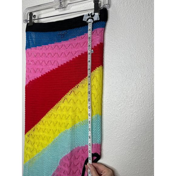 Staud Rainbow Centre Asymmetric Stripe Pointelle Crochet Midi Skirt Coverup S - Picture 9 of 13